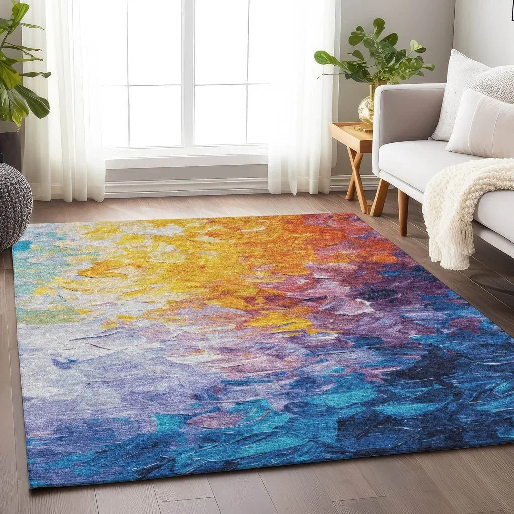 LOOMLAN Rugs Braearis Gold Washable Indoor-Outdoor Rug