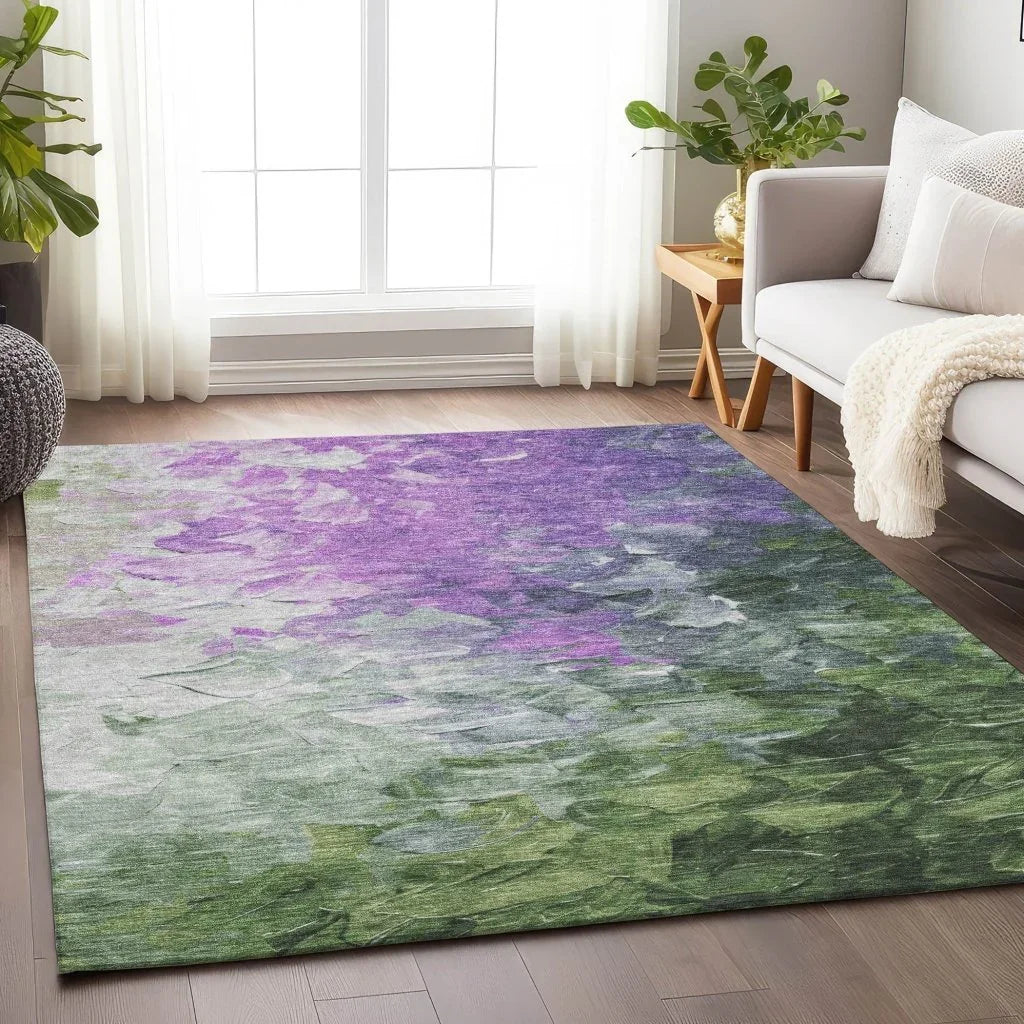 LOOMLAN Rugs Braearis Purple Washable Indoor-Outdoor Rug