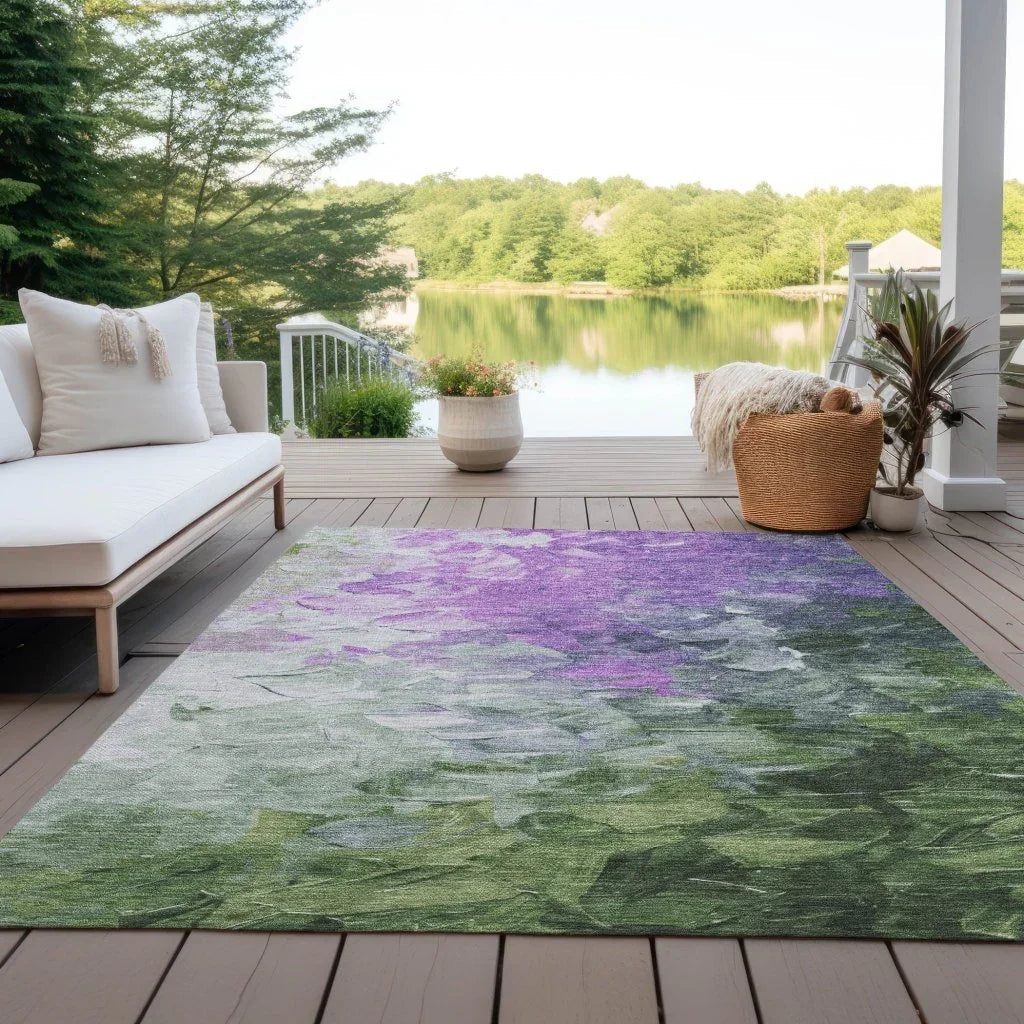 LOOMLAN Rugs Braearis Purple Washable Indoor-Outdoor Rug
