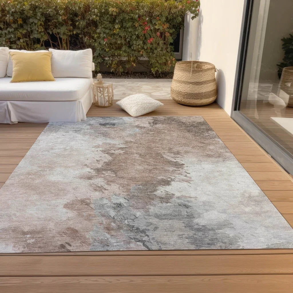 LOOMLAN Rugs Braeas Brown Washable Indoor-Outdoor Rug