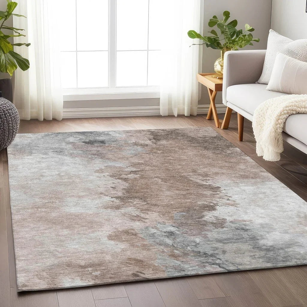 LOOMLAN Rugs Braeas Brown Washable Indoor-Outdoor Rug