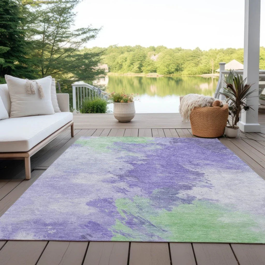 LOOMLAN Rugs Braeas Purple Washable Indoor-Outdoor Rug
