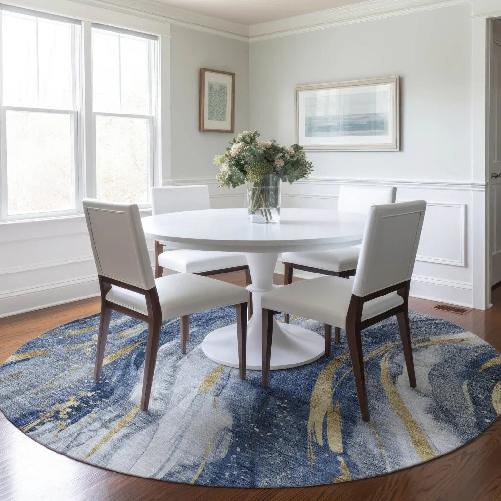 LOOMLAN Rugs Braeon Blue Washable Indoor-Outdoor Rug