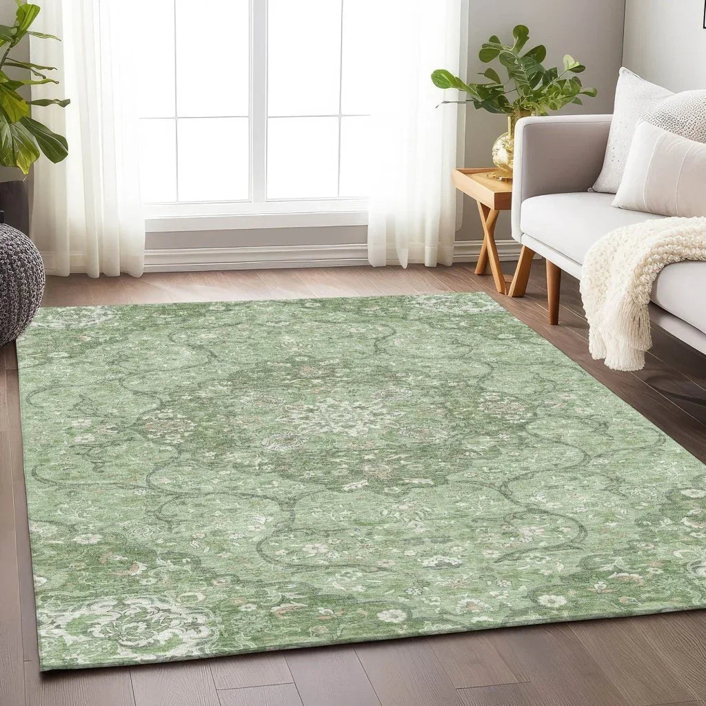 LOOMLAN Rugs Braeor Green Washable Indoor-Outdoor Rug
