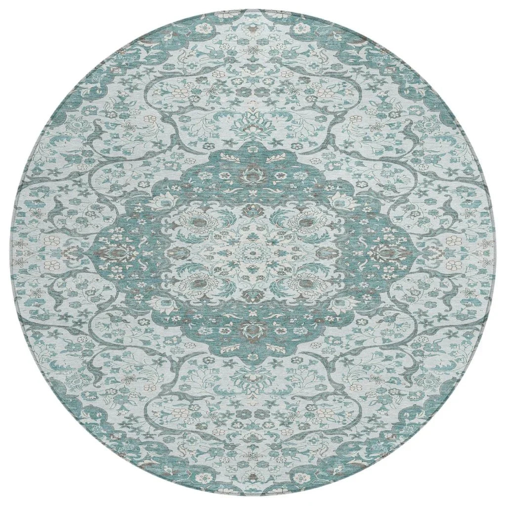 LOOMLAN Rugs Braeor Teal Washable Indoor-Outdoor Rug