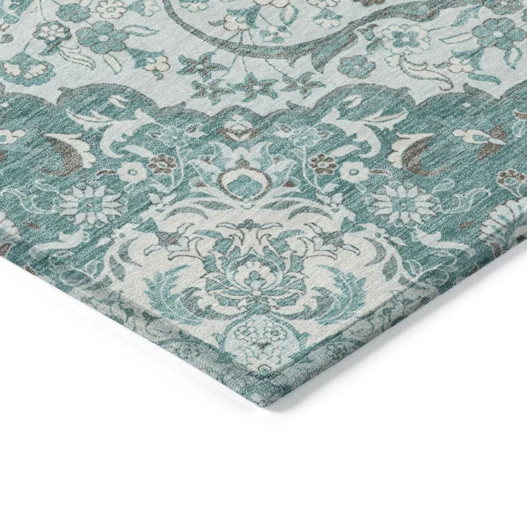 LOOMLAN Rugs Braeor Teal Washable Indoor-Outdoor Rug