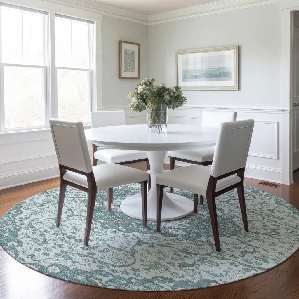 LOOMLAN Rugs Braeor Teal Washable Indoor-Outdoor Rug