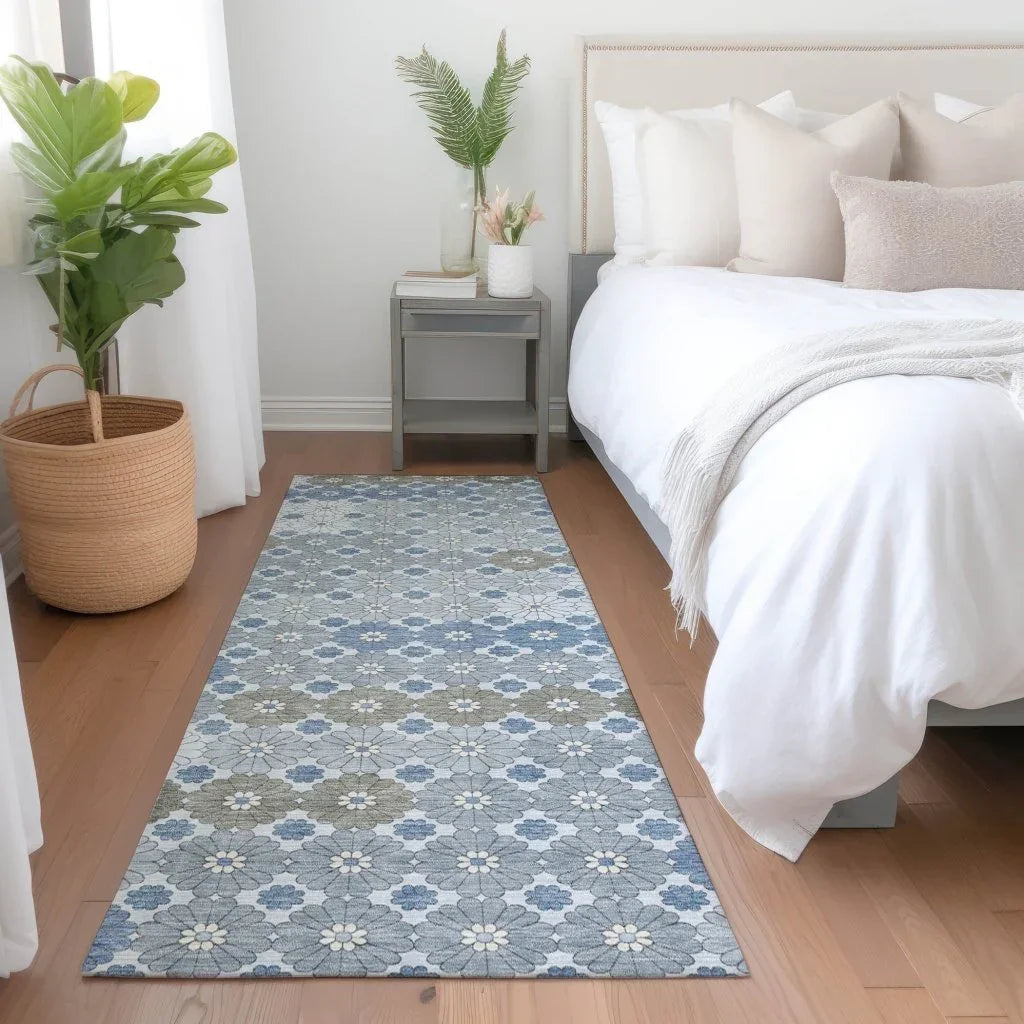 LOOMLAN Rugs Braeyn Blue Washable Indoor-Outdoor Rug