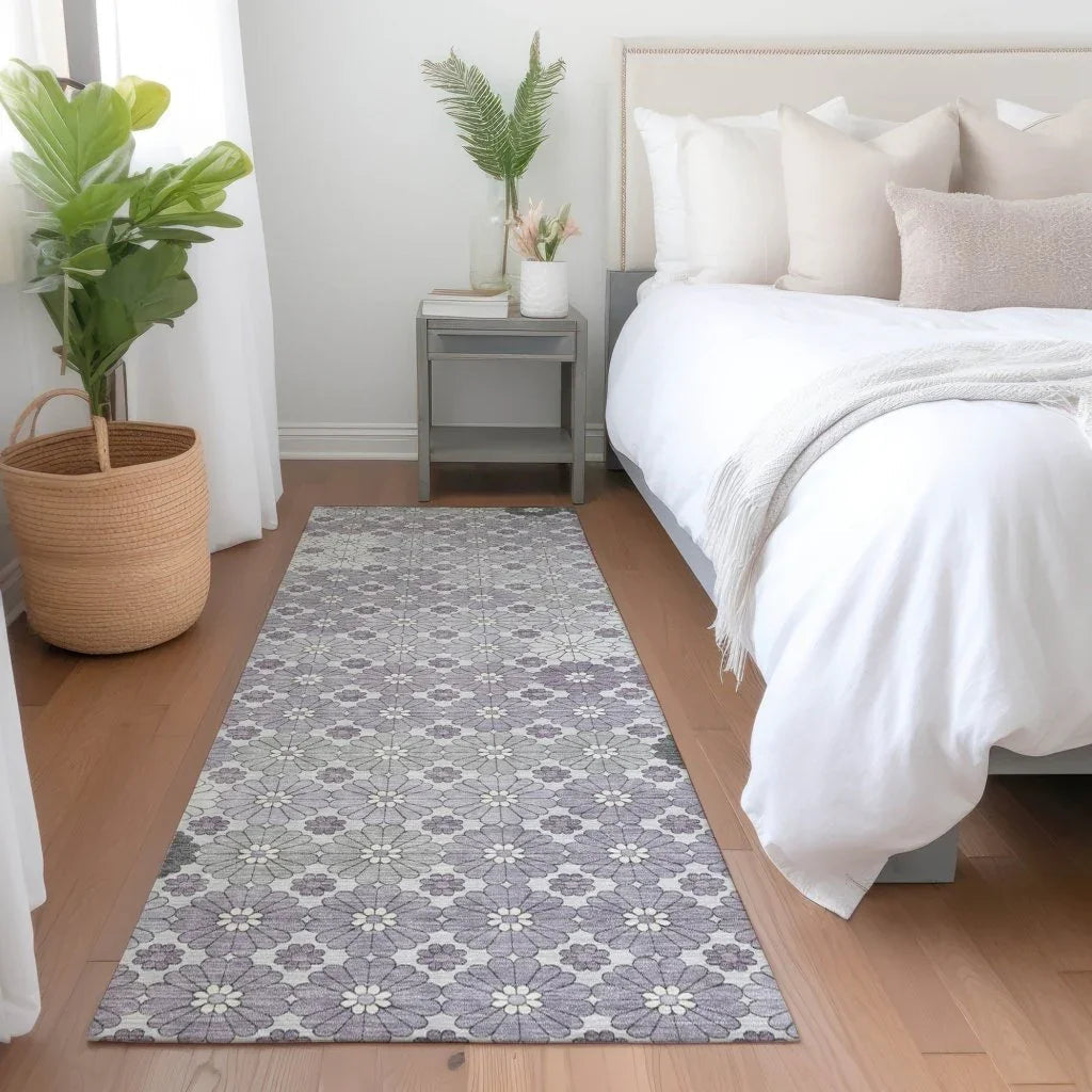 LOOMLAN Rugs Braeyn Purple Washable Indoor-Outdoor Rug