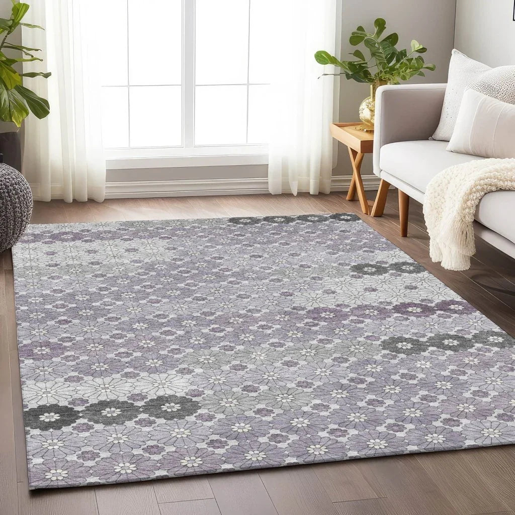 LOOMLAN Rugs Braeyn Purple Washable Indoor-Outdoor Rug
