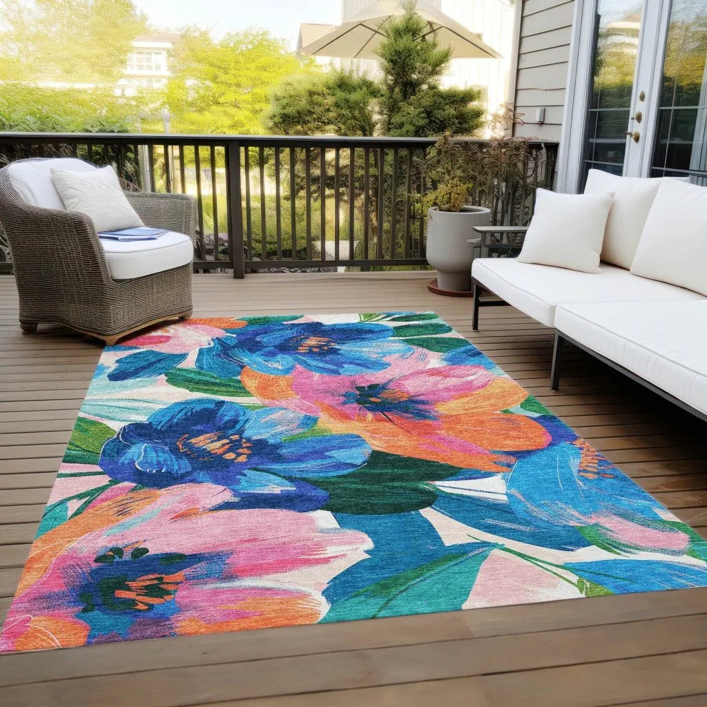 LOOMLAN Rugs Braidea Blue Washable Indoor-Outdoor Rug