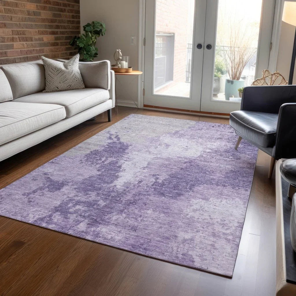 LOOMLAN Rugs Bravari Purple Washable Indoor-Outdoor Rug