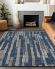 LOOMLAN Rugs Brienna Blue Washable Indoor-Outdoor Rug