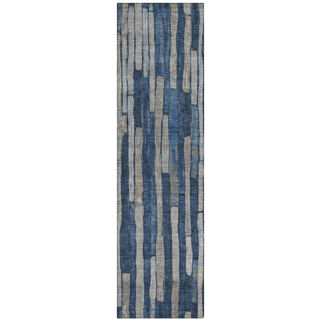 LOOMLAN Rugs Brienna Blue Washable Indoor-Outdoor Rug