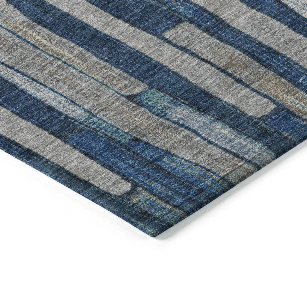 LOOMLAN Rugs Brienna Blue Washable Indoor-Outdoor Rug