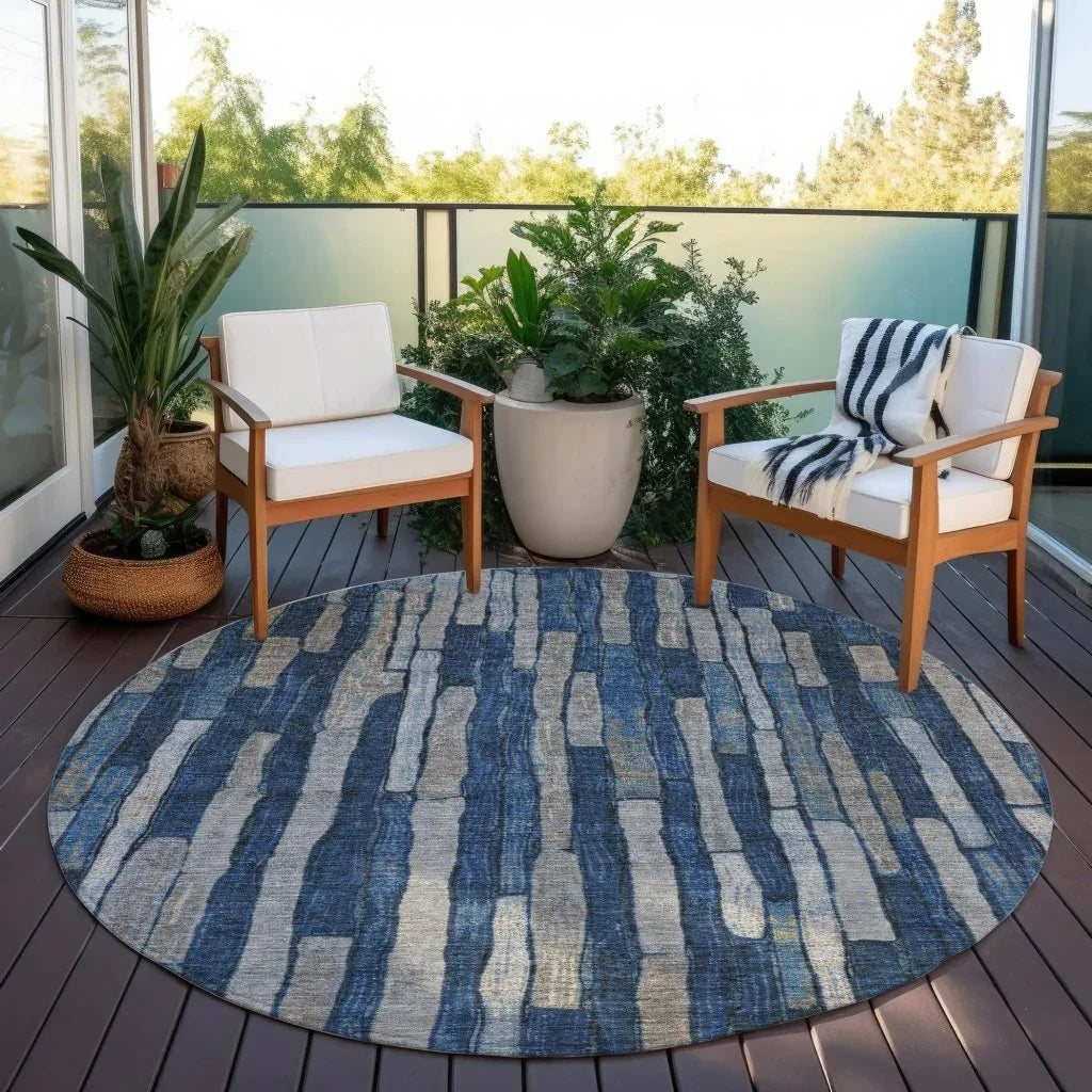 LOOMLAN Rugs Brienna Blue Washable Indoor-Outdoor Rug