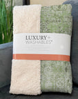 Parallel Bands Green Washable Indoor-Outdoor Rug