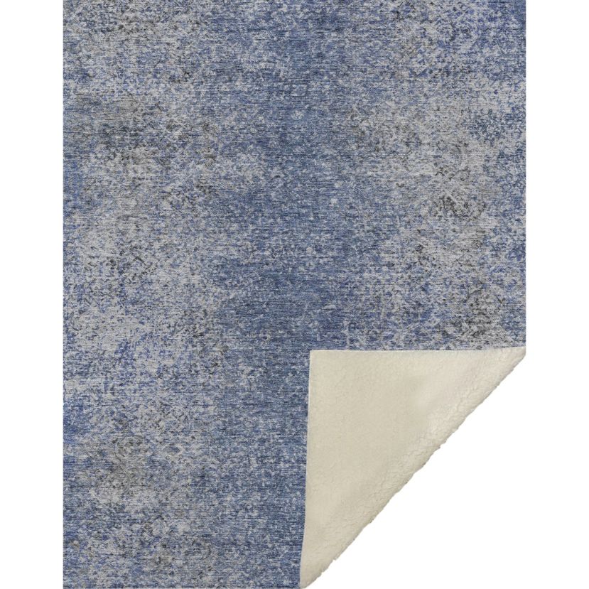 Vintage Blue Washable Indoor-Outdoor Rug