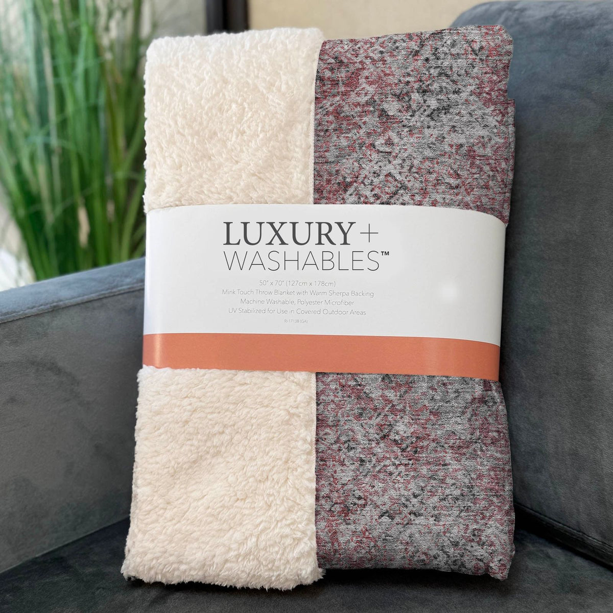 Vintage Red Washable Indoor-Outdoor Rug