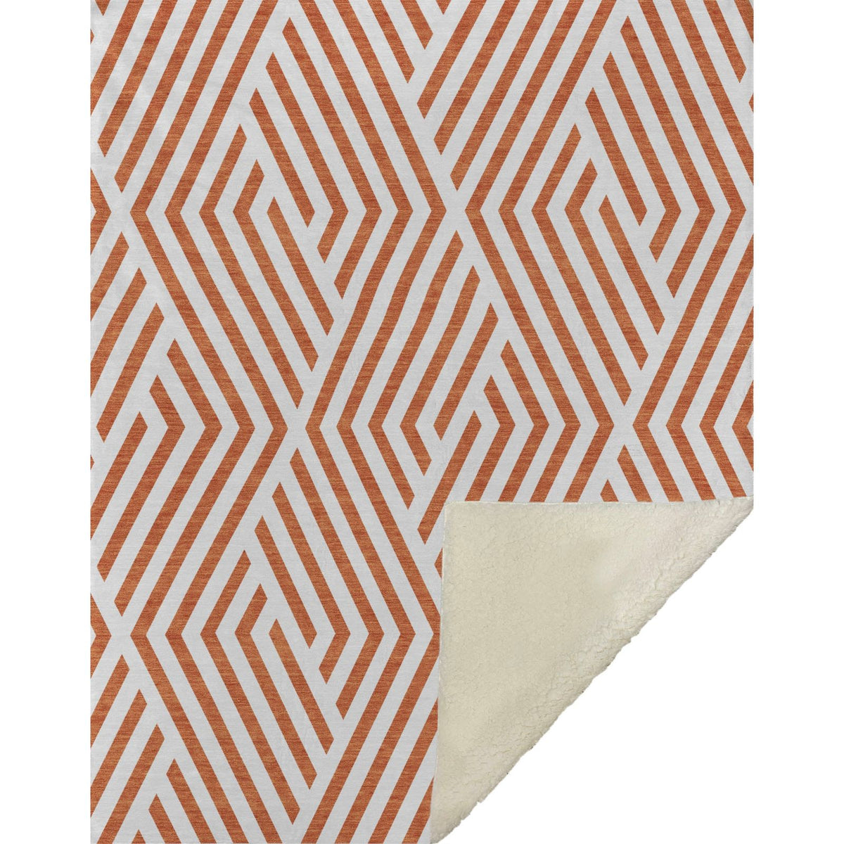 Geometric Orange Washable Indoor-Outdoor Rug