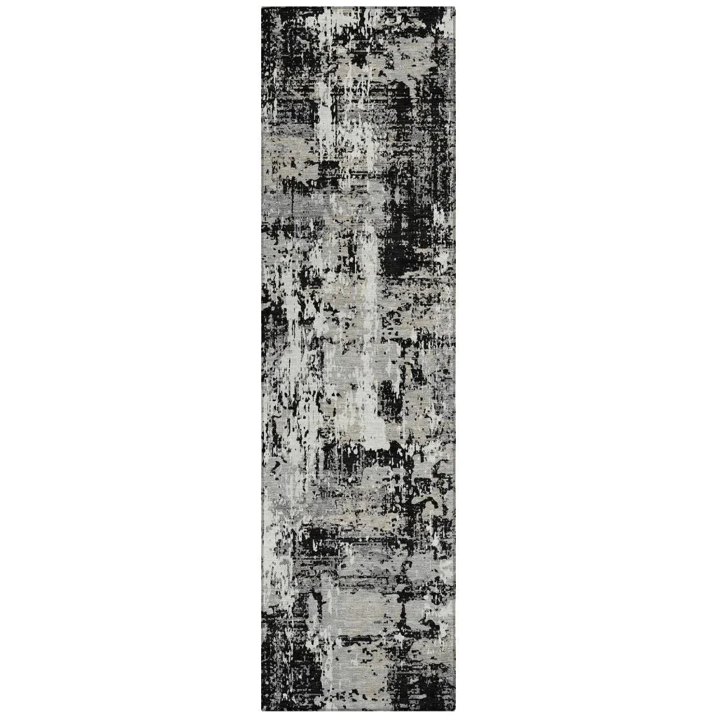 LOOMLAN Rugs Caelan Black Washable Indoor-Outdoor Rug