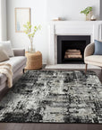 LOOMLAN Rugs Caelan Black Washable Indoor-Outdoor Rug