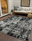 LOOMLAN Rugs Caelan Black Washable Indoor-Outdoor Rug
