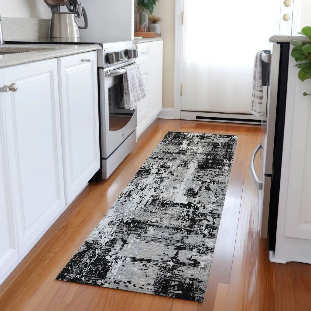 LOOMLAN Rugs Caelan Black Washable Indoor-Outdoor Rug