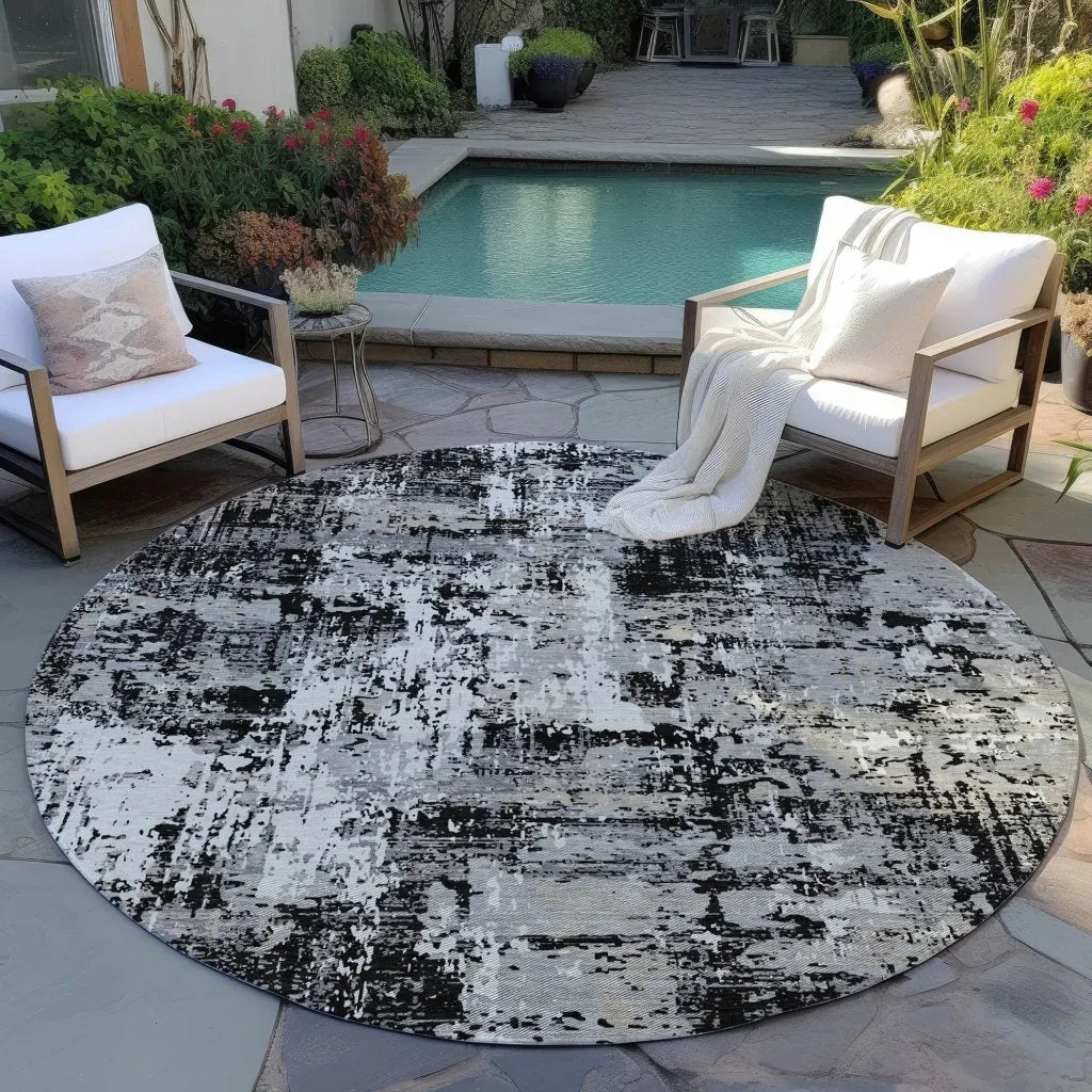 LOOMLAN Rugs Caelan Black Washable Indoor-Outdoor Rug