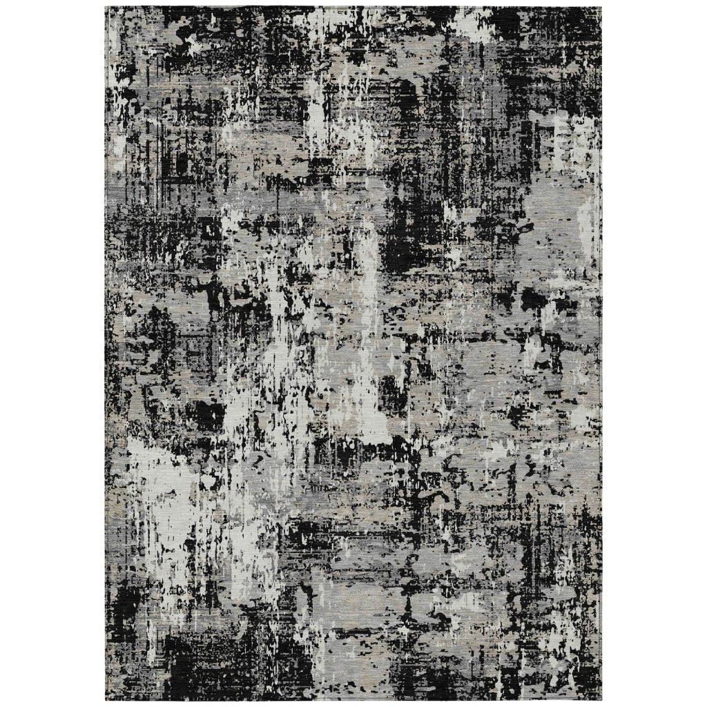 LOOMLAN Rugs Caelan Black Washable Indoor-Outdoor Rug