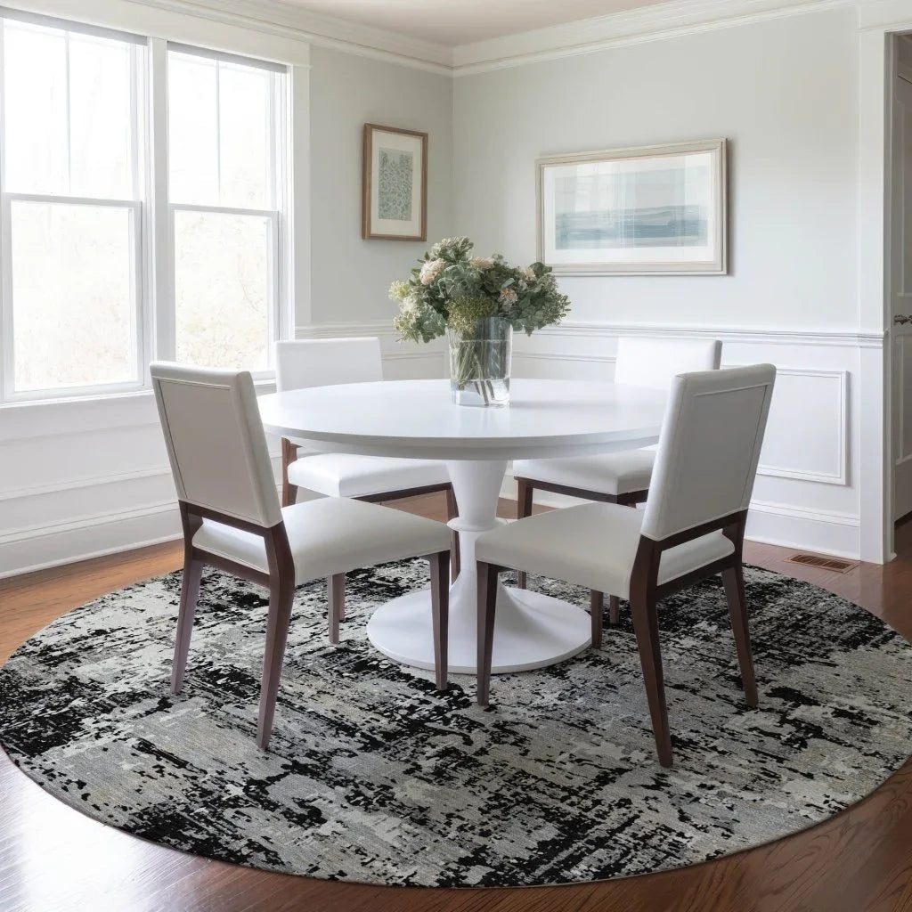 LOOMLAN Rugs Caelan Black Washable Indoor-Outdoor Rug