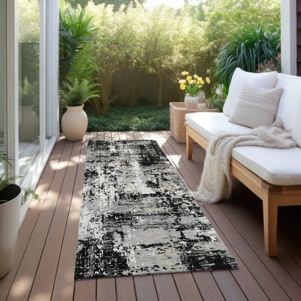 LOOMLAN Rugs Caelan Black Washable Indoor-Outdoor Rug
