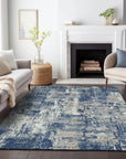 LOOMLAN Rugs Caelan Blue Washable Indoor-Outdoor Rug