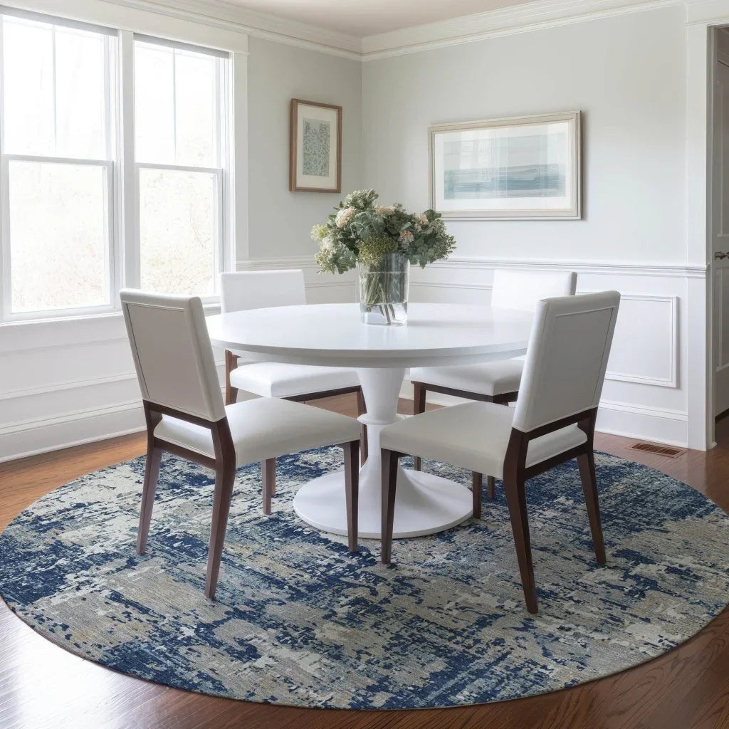 LOOMLAN Rugs Caelan Blue Washable Indoor-Outdoor Rug