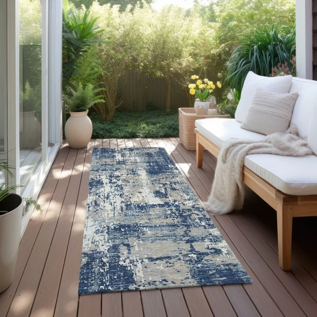 LOOMLAN Rugs Caelan Blue Washable Indoor-Outdoor Rug