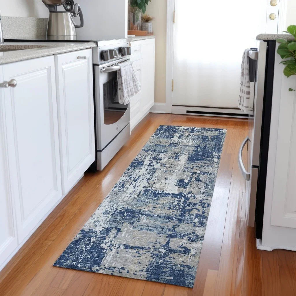 LOOMLAN Rugs Caelan Blue Washable Indoor-Outdoor Rug