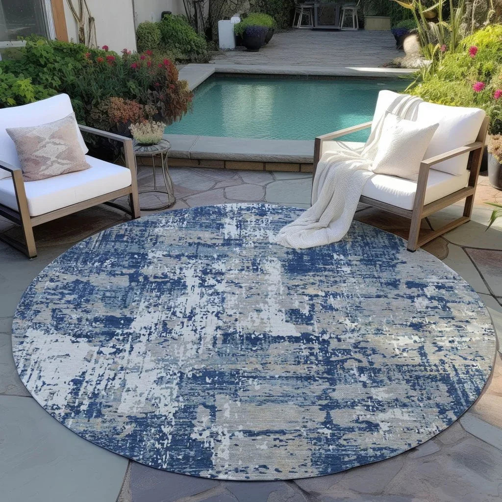 LOOMLAN Rugs Caelan Blue Washable Indoor-Outdoor Rug