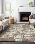 LOOMLAN Rugs Caelan Brown Washable Indoor-Outdoor Rug