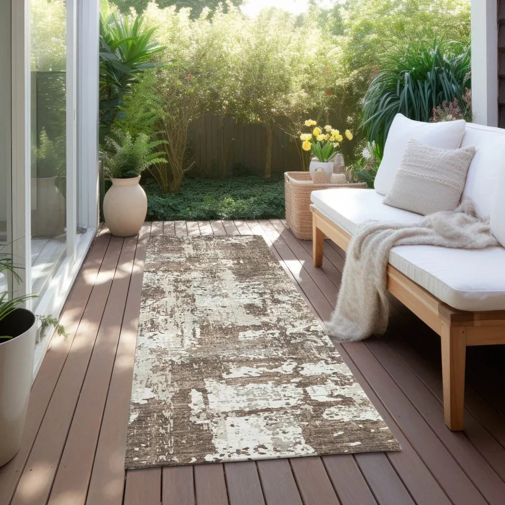 LOOMLAN Rugs Caelan Brown Washable Indoor-Outdoor Rug