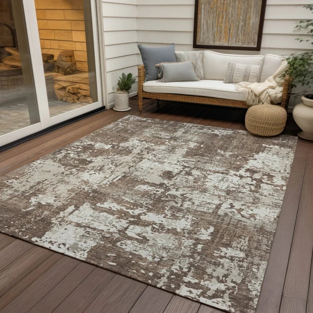 LOOMLAN Rugs Caelan Brown Washable Indoor-Outdoor Rug