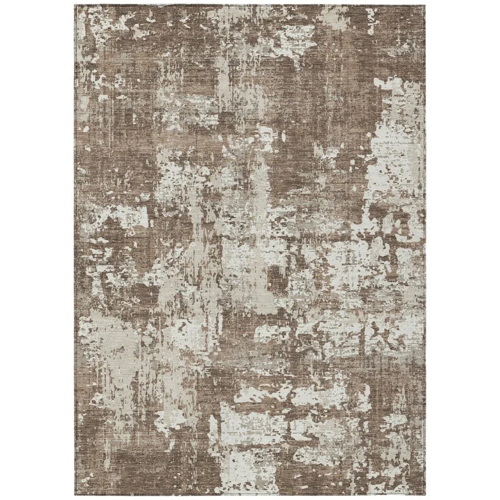 LOOMLAN Rugs Caelan Brown Washable Indoor-Outdoor Rug