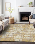 LOOMLAN Rugs Caelan Gold Washable Indoor-Outdoor Rug