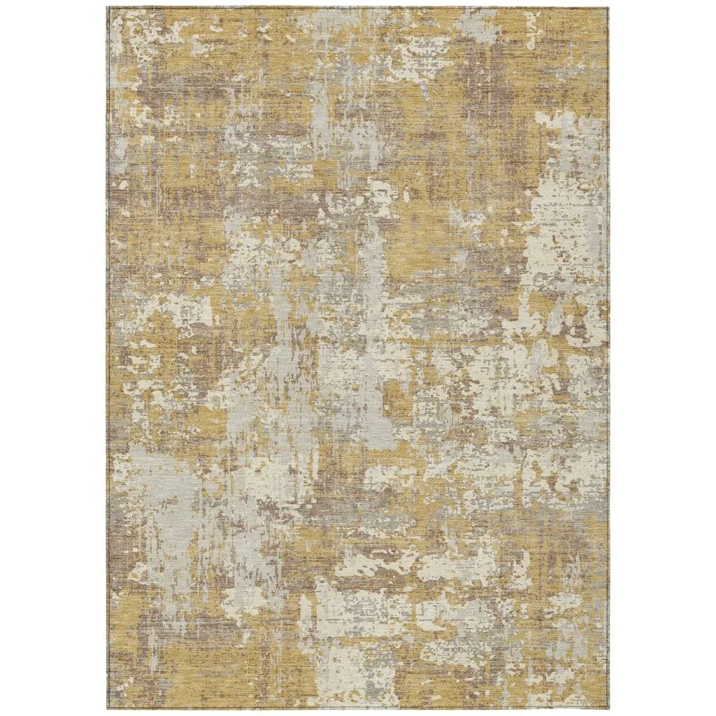 LOOMLAN Rugs Caelan Gold Washable Indoor-Outdoor Rug