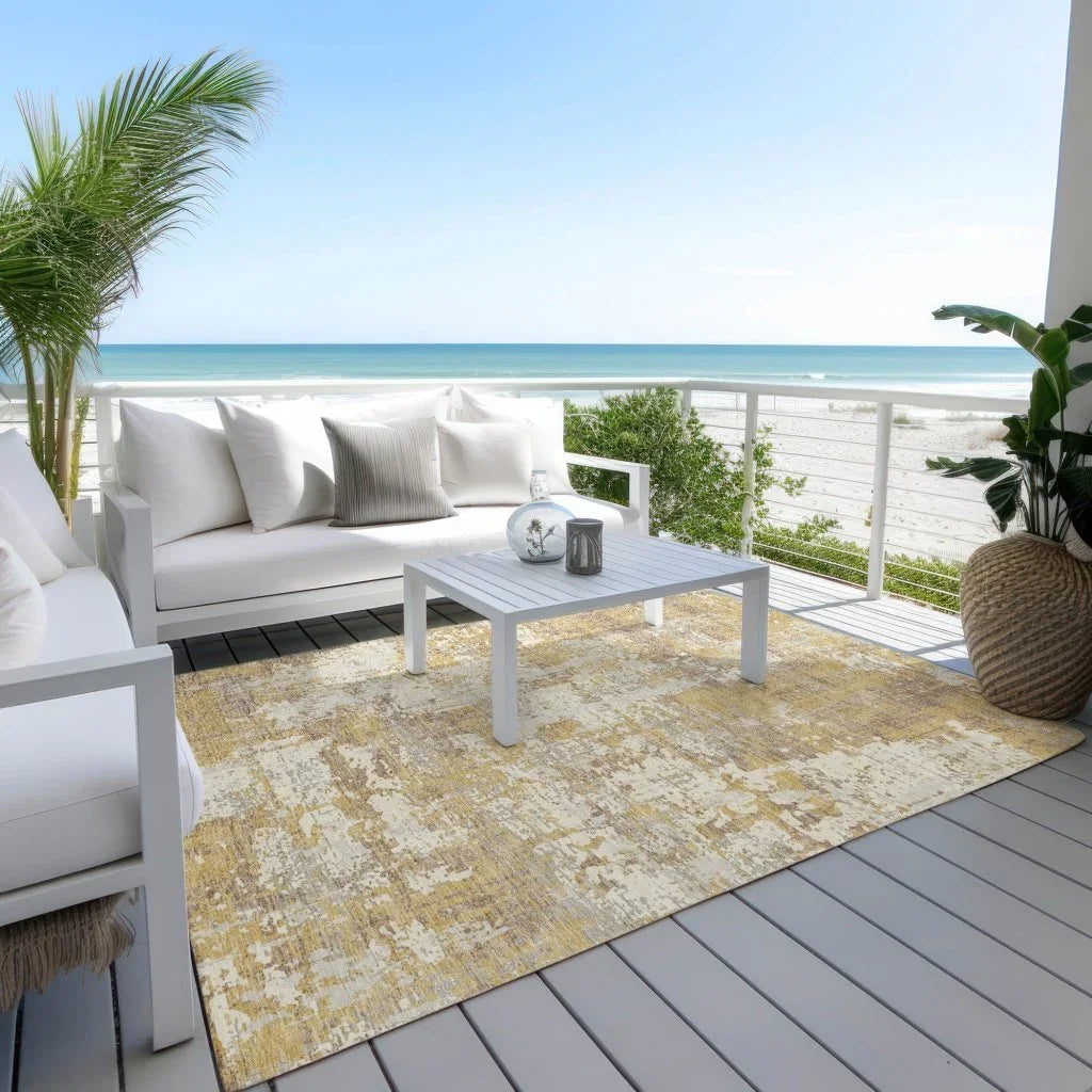 LOOMLAN Rugs Caelan Gold Washable Indoor-Outdoor Rug