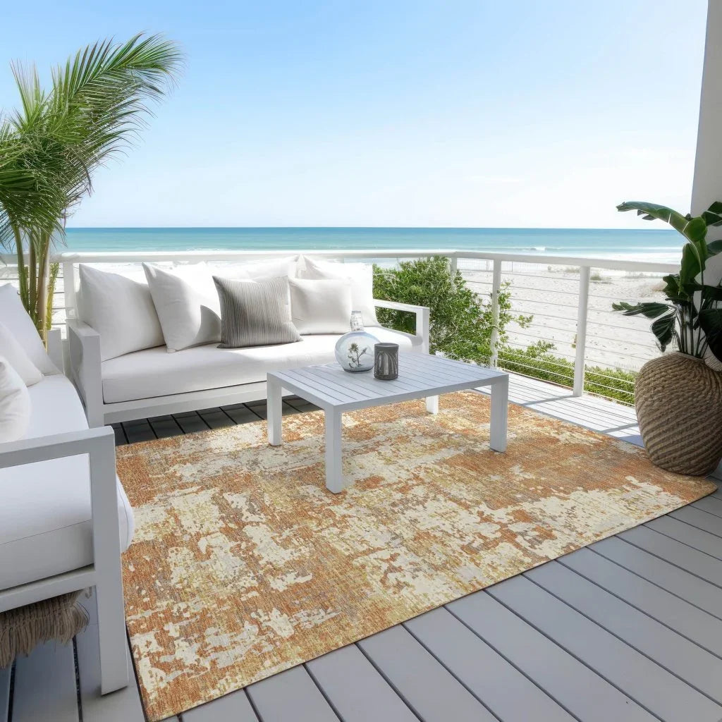 LOOMLAN Rugs Caelan Orange Washable Indoor-Outdoor Rug