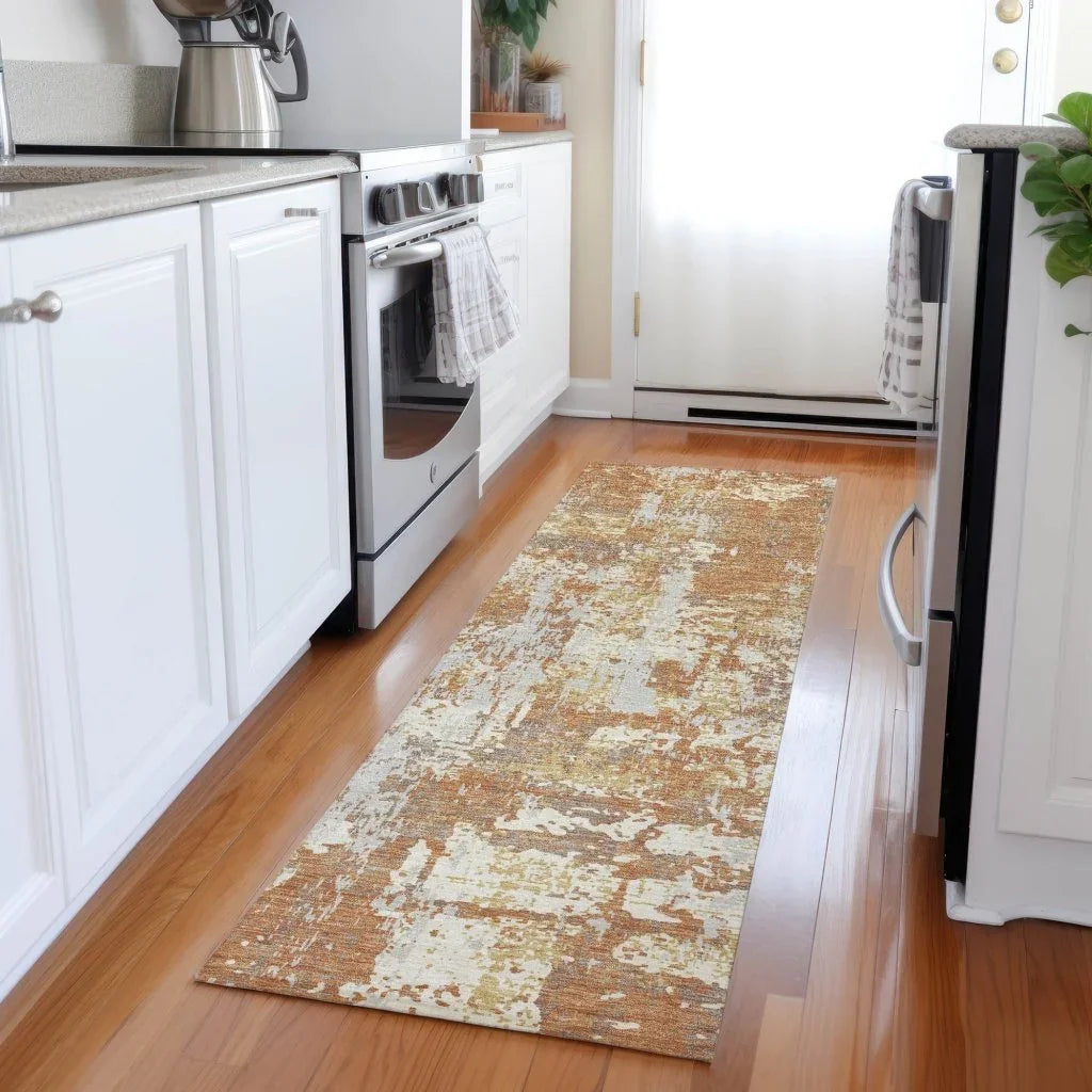 LOOMLAN Rugs Caelan Orange Washable Indoor-Outdoor Rug