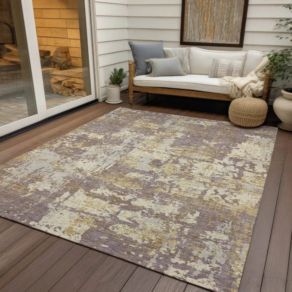 LOOMLAN Rugs Caelan Purple Washable Indoor-Outdoor Rug