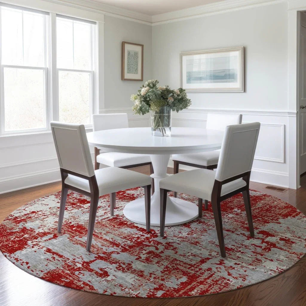 LOOMLAN Rugs Caelan Red Washable Indoor-Outdoor Rug