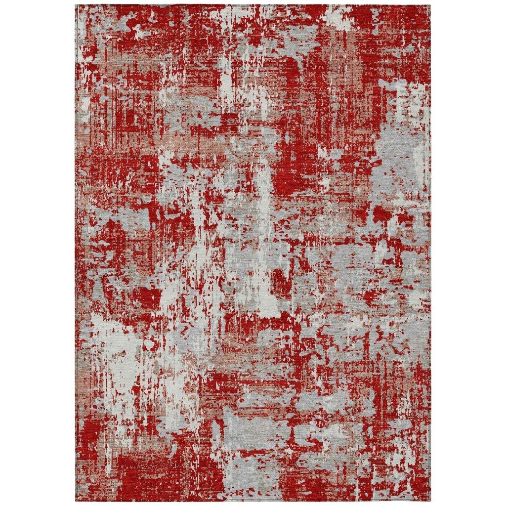LOOMLAN Rugs Caelan Red Washable Indoor-Outdoor Rug