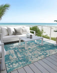 LOOMLAN Rugs Caelan Teal Washable Indoor-Outdoor Rug